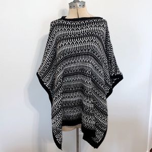 Black and White Sweater Cape, One Size